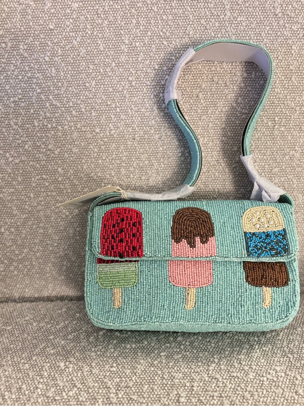 Beaded Popsicle Shouldet Bag in Mint